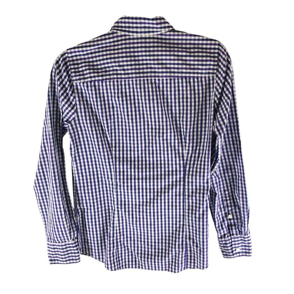 Thomas Mason for J Crew Womens Button Down Shirt Gingham Plaid Purple White 6? - Picture 2 of 3